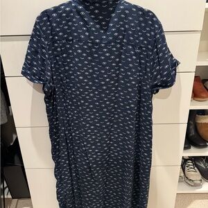 Women’s Navy Blue Shirtdress Eye Print